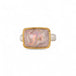 Handcrafed ring featuring a mexican opal gemstone in an 18k gold setting with a sterling silver band