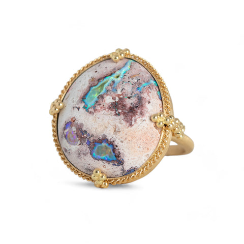 Mexican opal ring side view