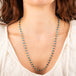 Blue apatite necklace on model