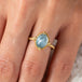 Aquamarine and gold ring on model