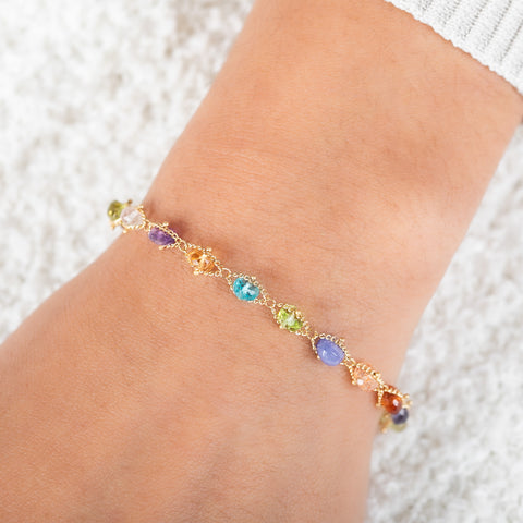 Gemstone and 18k gold bracelet