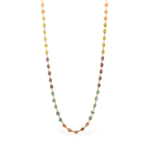 Woven multicolor necklace on white