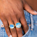 Moonstone face rings on model