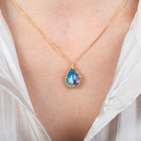 Moonstone necklace on model