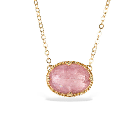 Morganite and gold necklace 