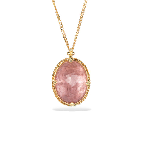 Morganite and gold necklace