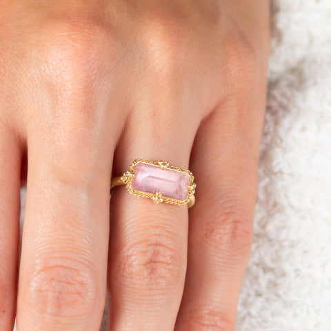 Morganite ring on model