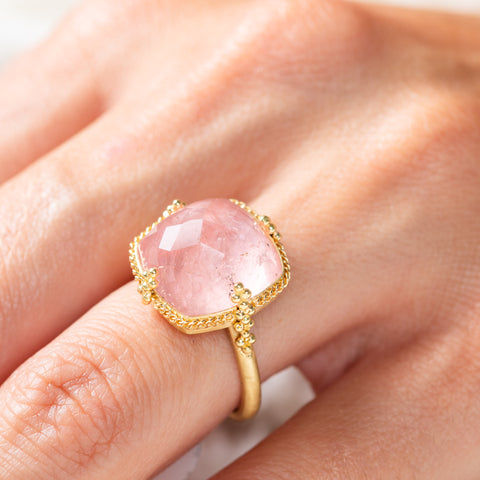 Morganite ring on model