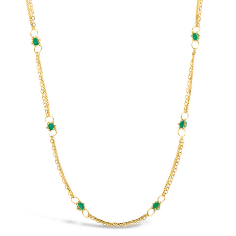 Emerald Whisper Chain Necklace in 18k Gold