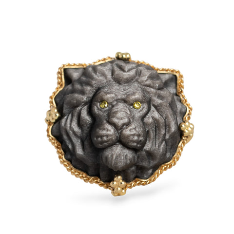 Obsidian Lion Ring on white