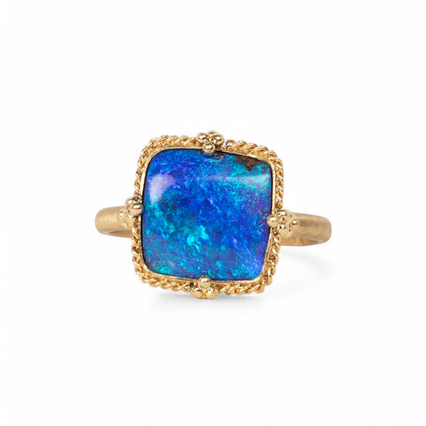 18k Gold Boulder opal ring