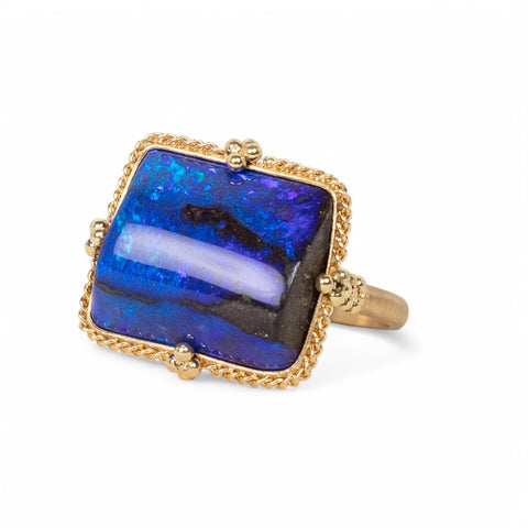 18k Gold Boulder Opal ring