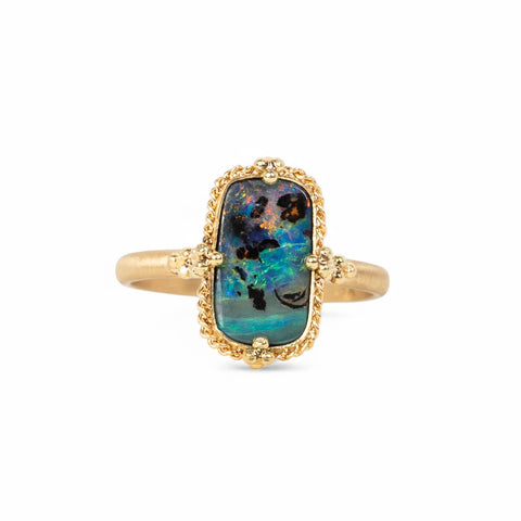 18k Gold Boulder Opal ring