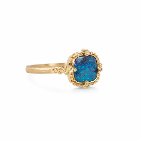 18k Gold Boulder Opal ring side view