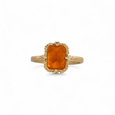 Orange Spessartite and gold ring