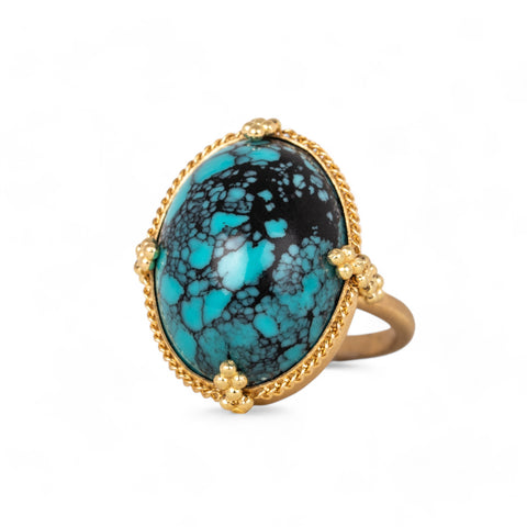 Turquoise and gold ring