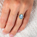 Blue moonstone and gold ring on model