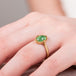 Paraiba tourmaline green ring on a model close up