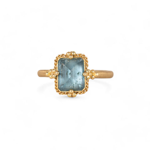 Aquamarine and gold ring