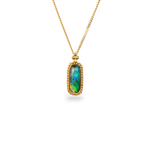 Petite boulder opal necklace on white