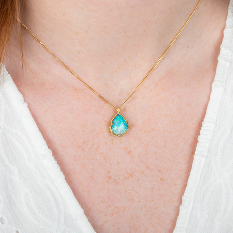 Ethiopian opal and 18k gold necklace