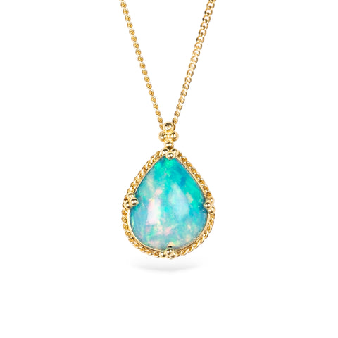 Ethiopian opal and 18k gold necklace