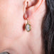 Petite ethiopian opal earrings on a model
