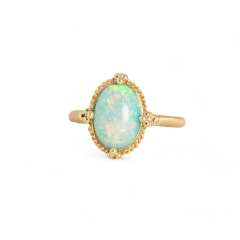 Oval ethiopian opal ring