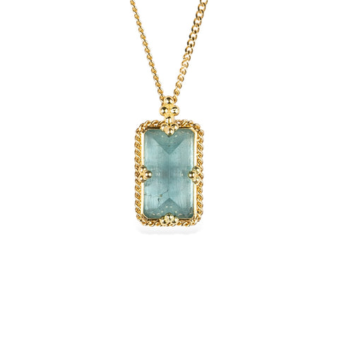Aquamarine and 18k gold necklace