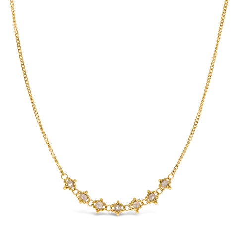 Petite Textile Row Necklace in Silver Diamond
