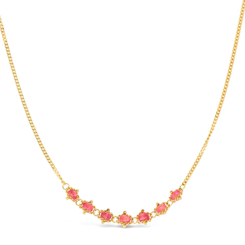 Petite Textile Row Necklace in Spinel