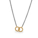 Oxidized silver necklace with interlocking 18k gold hoops 