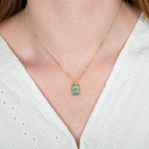 Aquamarine and 18k gold necklace