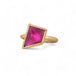 Pink tourmaline and gold ring side view