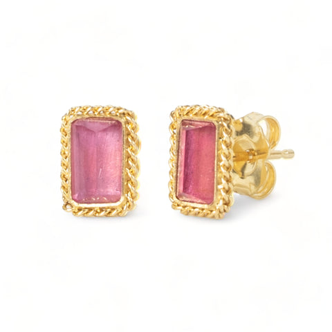 Pink tourmaline stud earrings