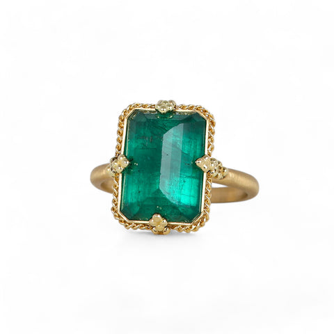Emerald ring on white
