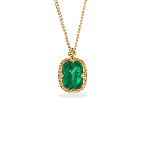 Emerald and gold necklace