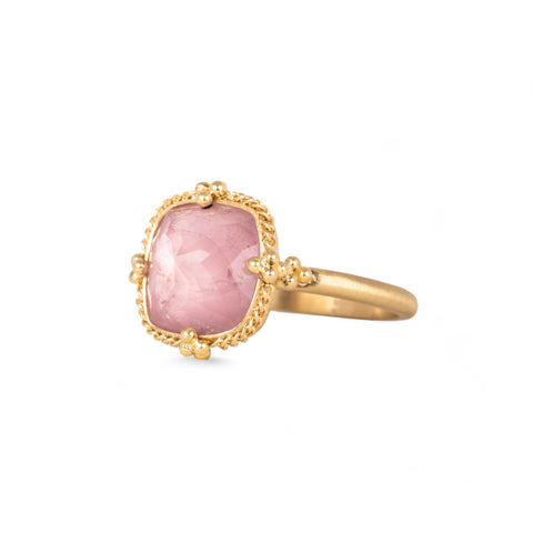 Morganite and gold ring