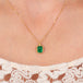 Emerald necklace on model close up