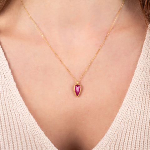 Ruby necklace on model