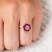 Ruby and gold ring on model