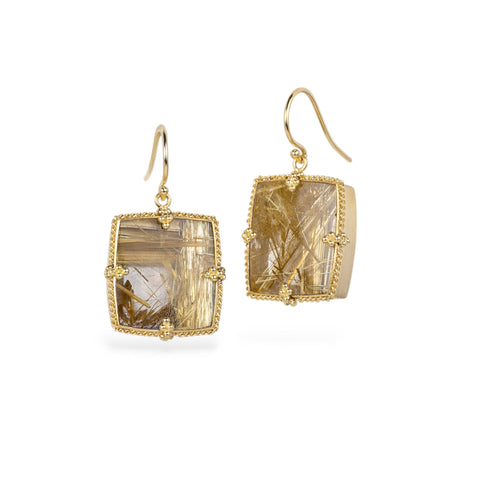 Rutilated quartz and 18k gold earrings