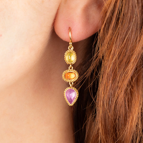 Sapphire earrings on model