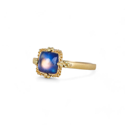 Square moonstone ring side view