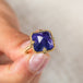 Tanzanite and gold ring close up