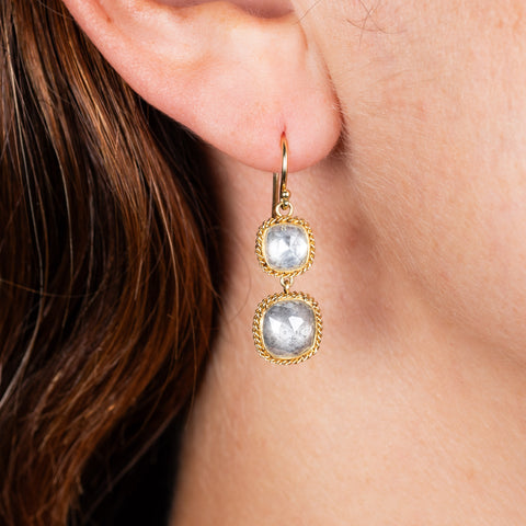 diamond drop earrings on model