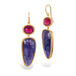 Tanzanite and tourmaline earrings on white