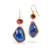 tanzanite tourmaline earrings in gold on white