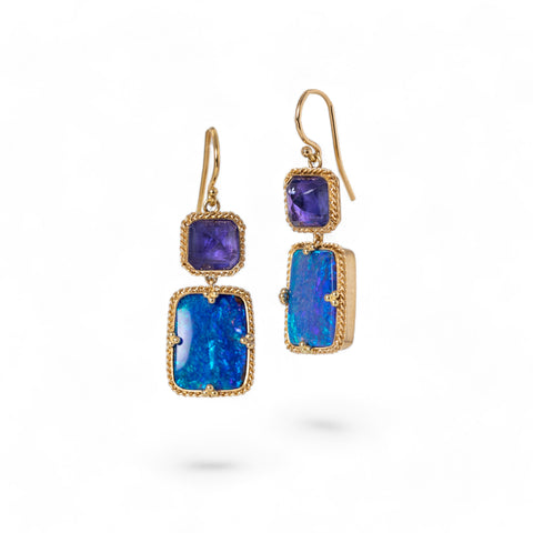 Tanzanite Boulder Opal earrings