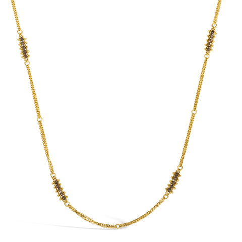 Textile Station Necklace in Champagne Diamond